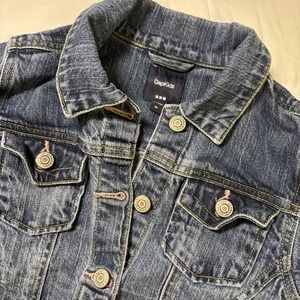 Gap Kids Denim jean jacket girls medium (8) Pink Stitching.